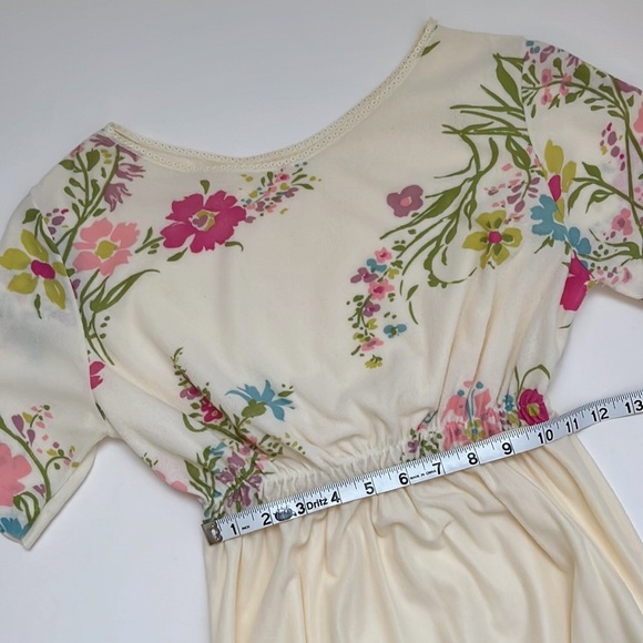 Vintage 70s Sheer Floral Maxi Full Length Boho Dress Nightgown Flower Child - Picture 11 of 13